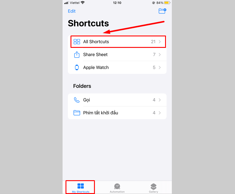 Vào mục My Shortcuts (Phím tắt của tôi) và chọn All Shortcuts (Tất cả phím tắt)