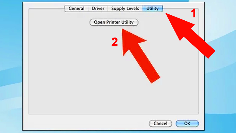 Chọn tab Utility ở đầu trang