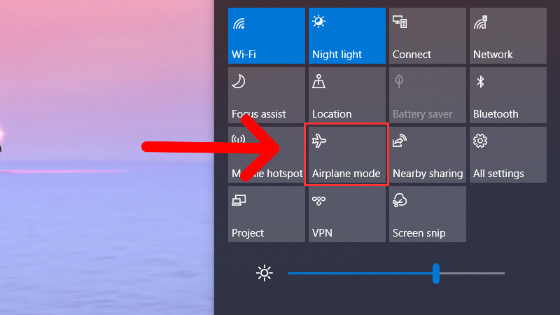 Nhấn vào Airplane mode