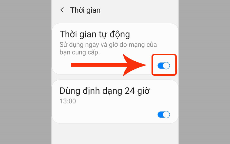  Bật Thời gian tự động