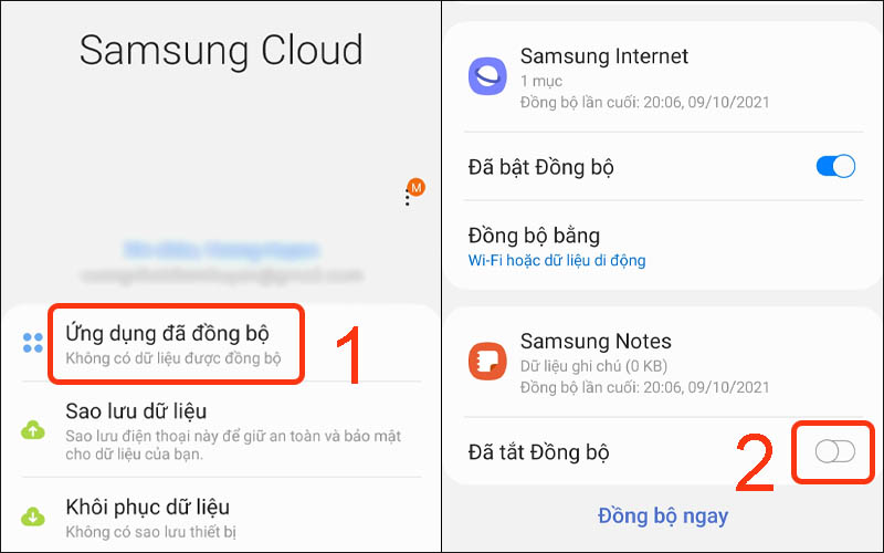 Tắt đồng bộ hoá ứng dụng Samsung Notes