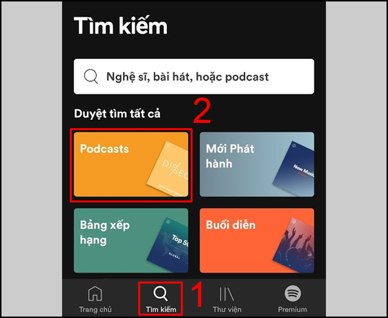 Mở Podcasts trên Spotify