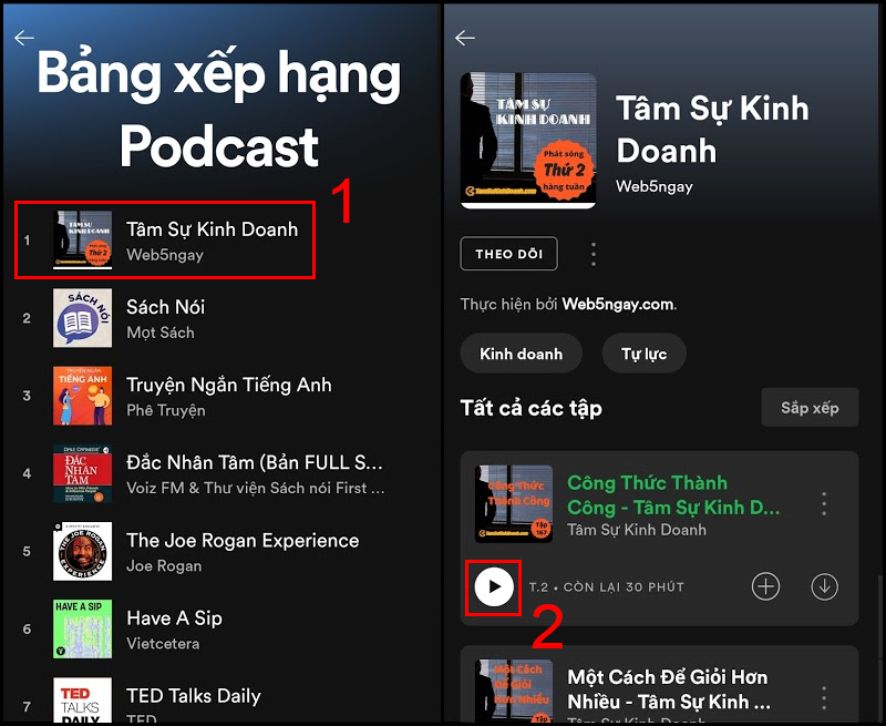 Nghe sách nói trên Spotify