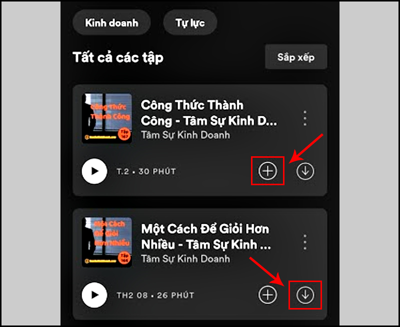 Lưu và Tải Podcasts