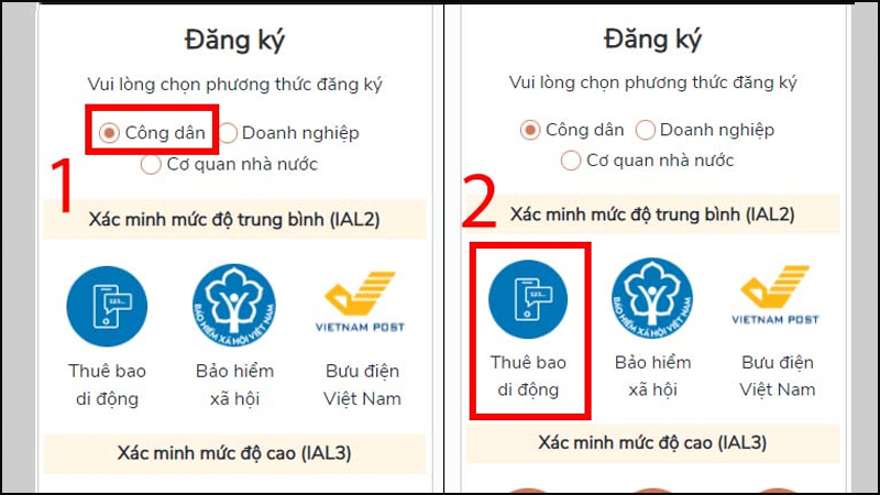 Chọn phương thức xác minh