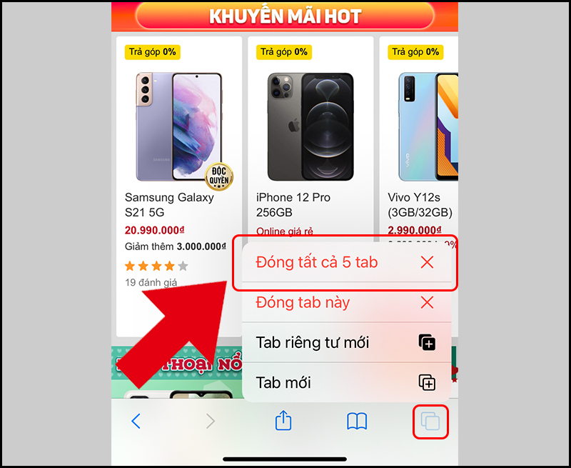 đóng tab