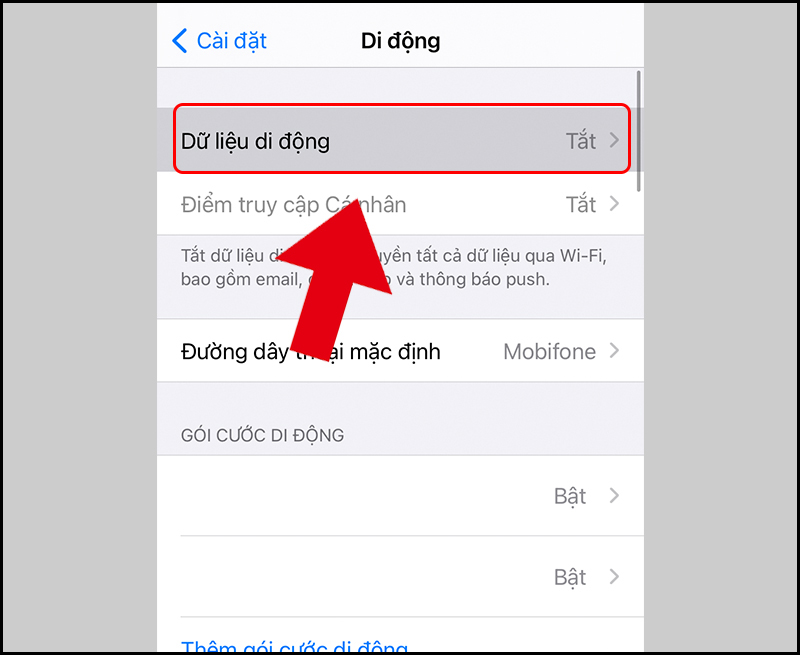 tắt dữ liệu