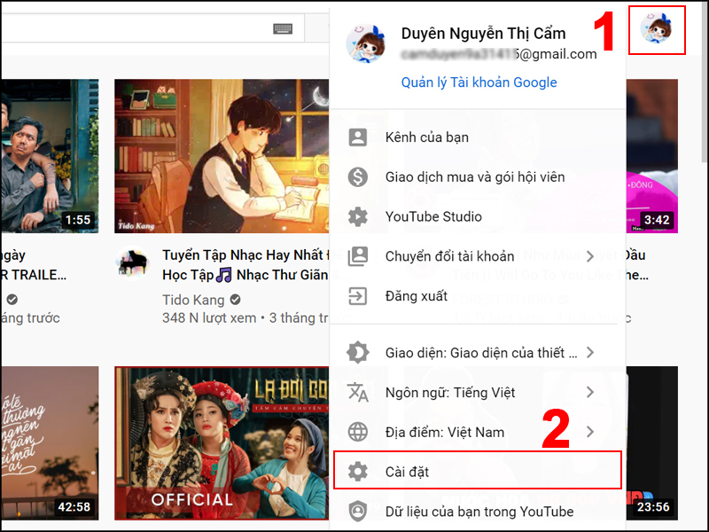 Chọn Cài đặt
