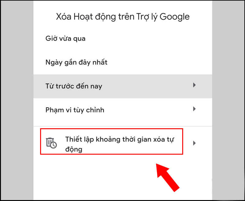 Tự động xóa lịch sử Trợ lý Google