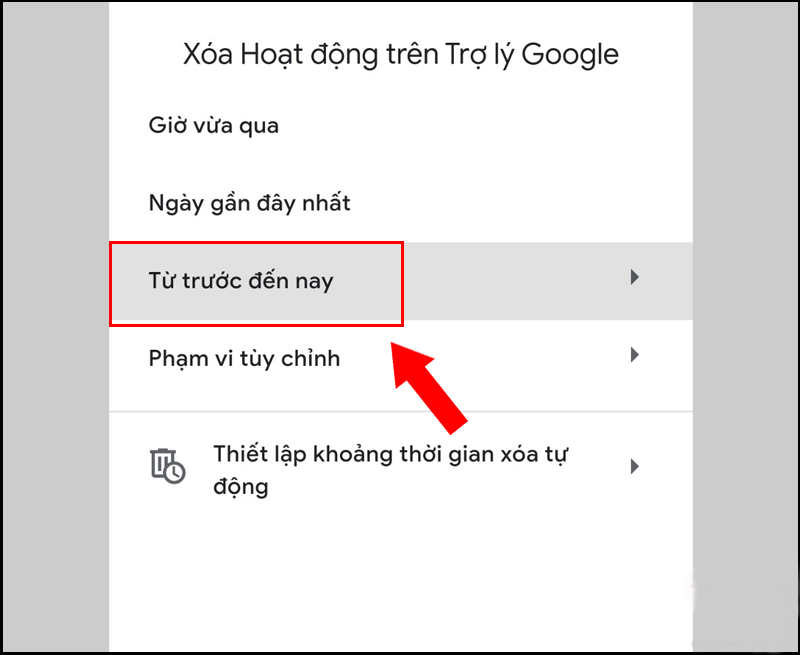 Xóa tất cả lịch sử