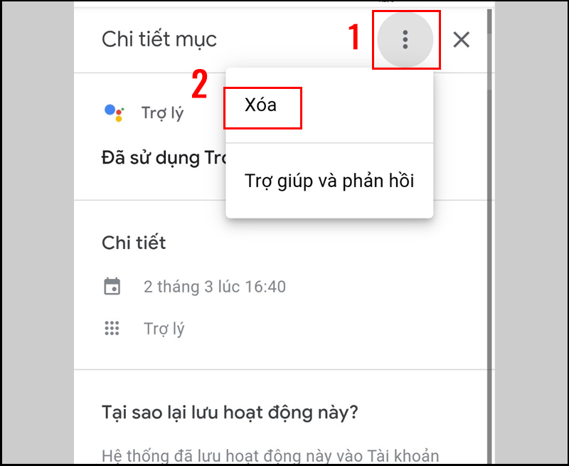 Xóa riêng lẻ lịch sử trò chuyện