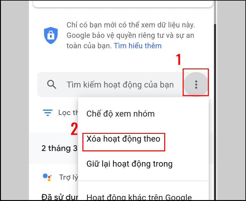 Xóa hoạt động theo phạm vi cụ thể