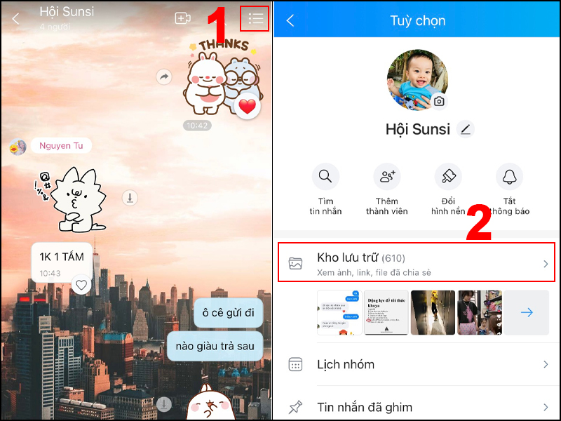 Chọn nhóm chat