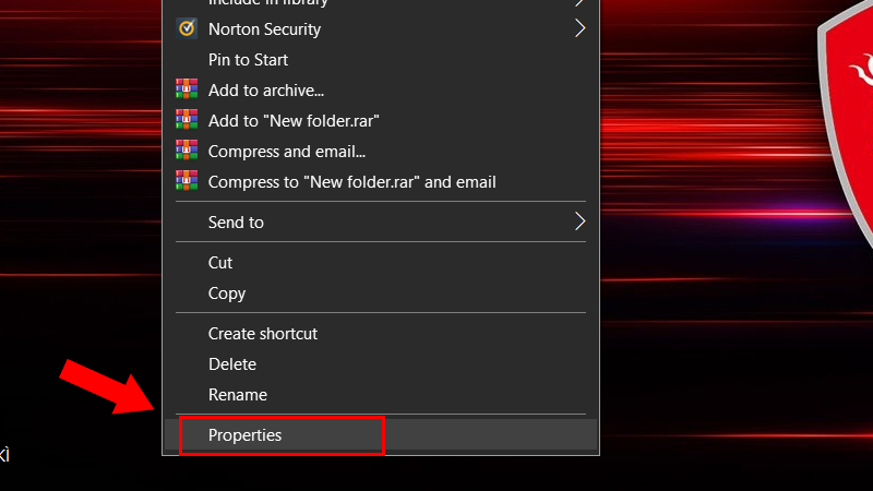 Mở Properties của tệp 