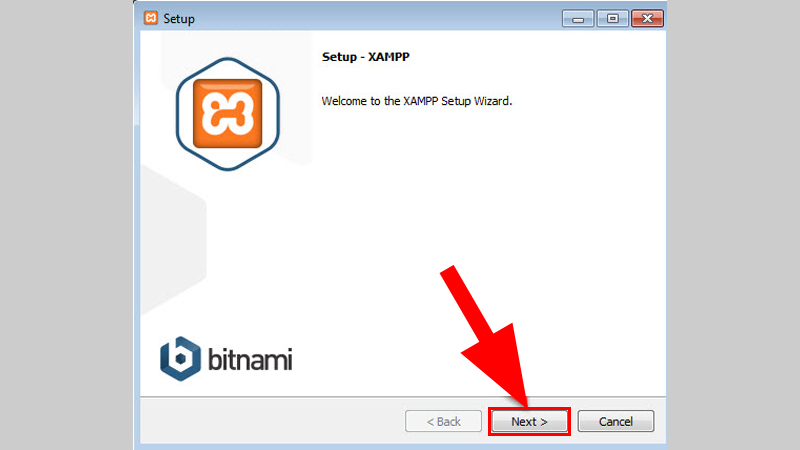 Nhấn Next khi cửa sổ Setup xuất hiện