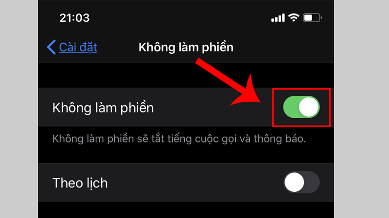 Tắt chế độ không làm phiền