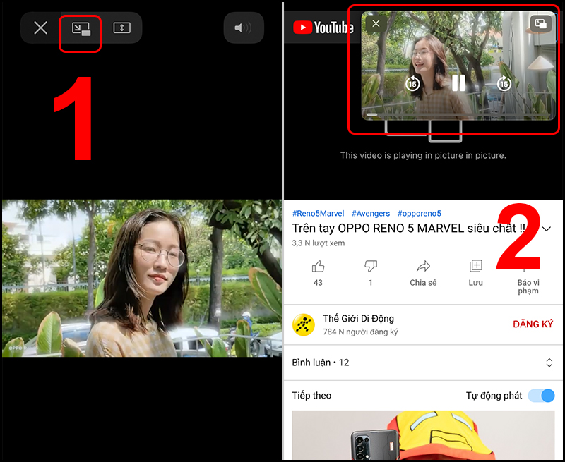 Ấn vào biểu tượng Picture-in-Picture để bắt đầu kích hoạt tính năng PiP