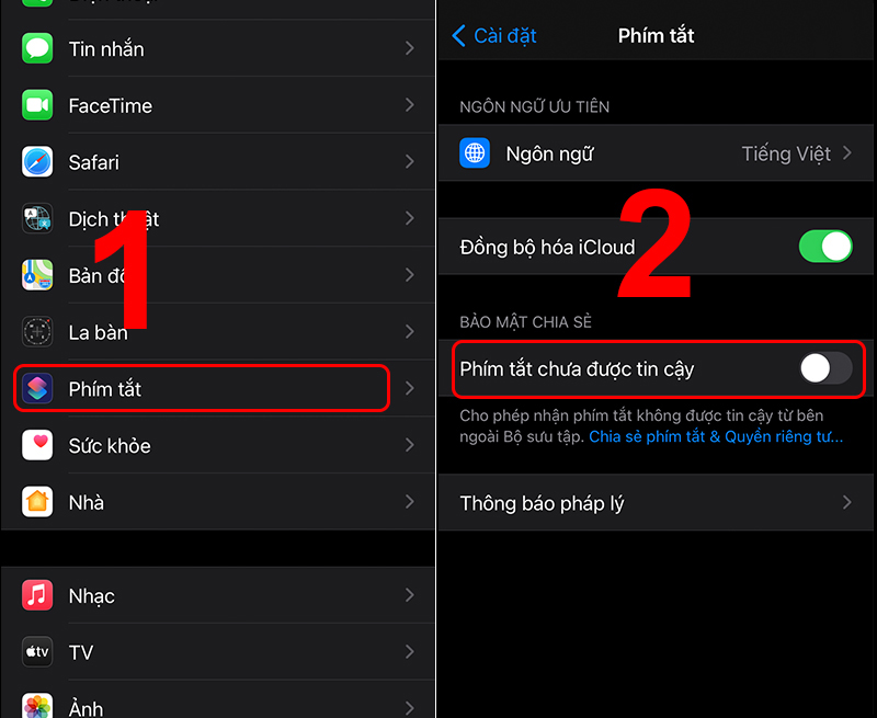 Bật tính năng này nhằm cho phép các phím tắt từ bên thứ ba hoạt động trên thiết bị