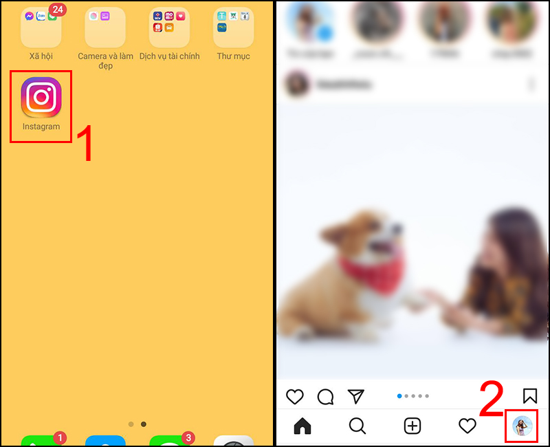 Truy cập vào Instagram và nhấn vào ảnh đại diện để vào trang cá nhân của bạn