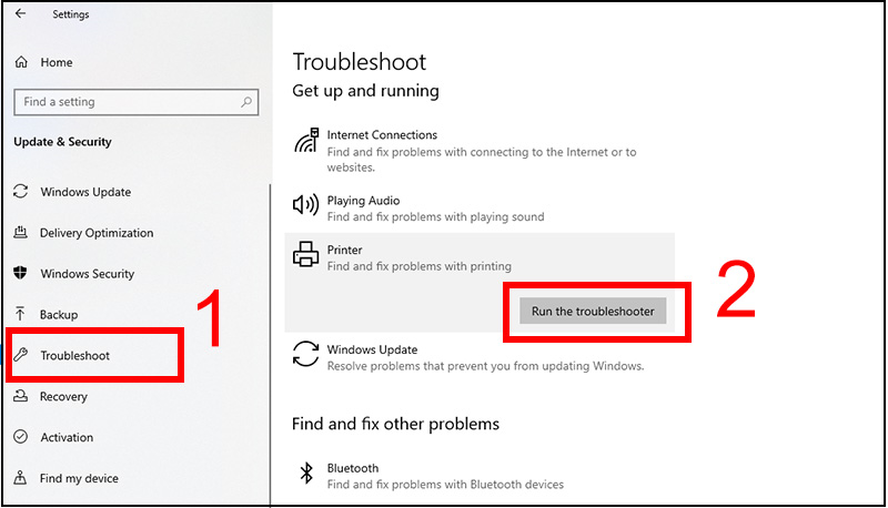 Chọn Run the Troubleshoot để được máy tính kiểm tra và sửa lỗi tự động