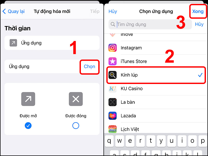 Chọn và thêm Ứng dụng