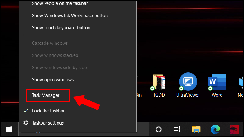 Truy cập Task Manager