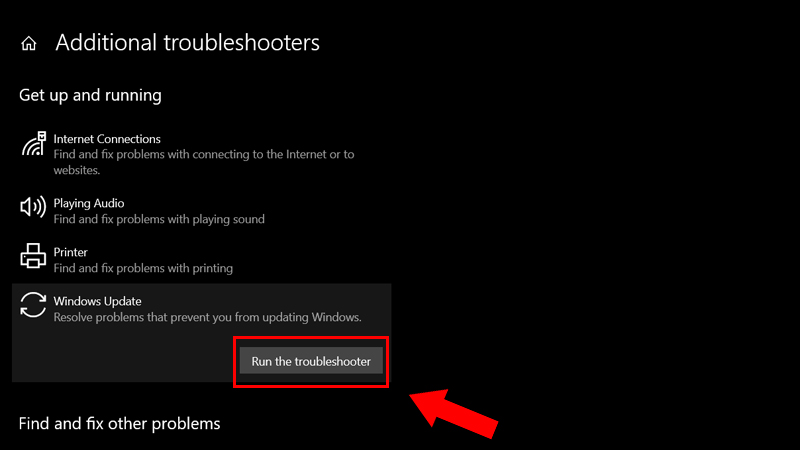 Nhấn vào Run the troubleshooter