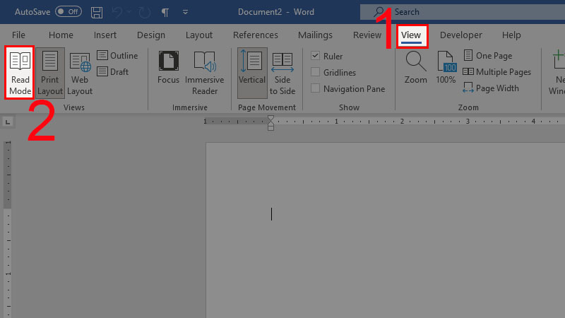 Cách bật full màn hình Word 365