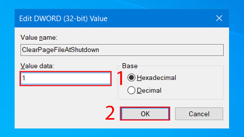 Cửa sổ Edit DWORD (32-bit) Value
