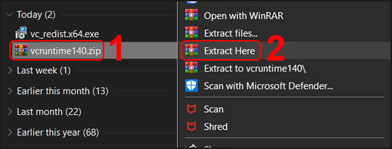 Giải nén file vcruntime140.dll