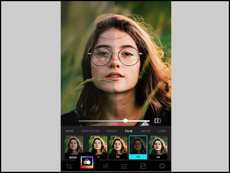 Giao diện chỉnh sửa app Huji Cam