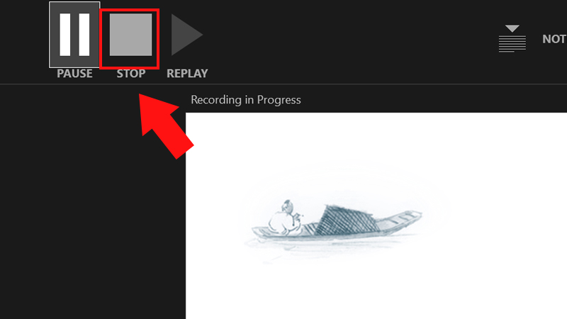 Nhấn nút Stop để kết thúc quá trình ghi hình