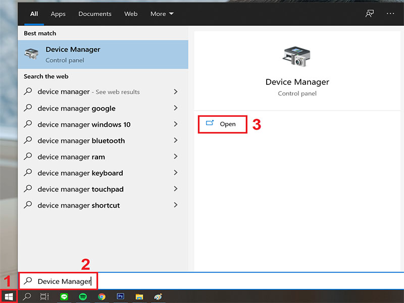 Mở Device Manager