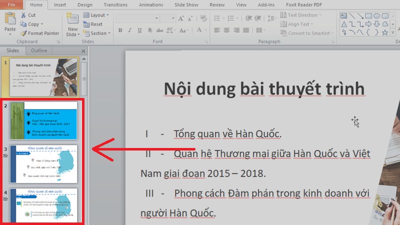 Dán các Slide đã copy vào file muốn gộp