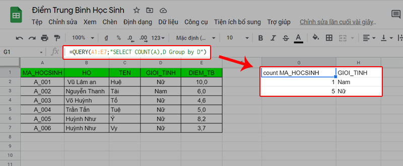 QUERY kết hợp Group by