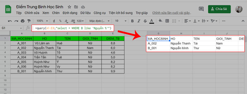 QUERY kết hợp Like