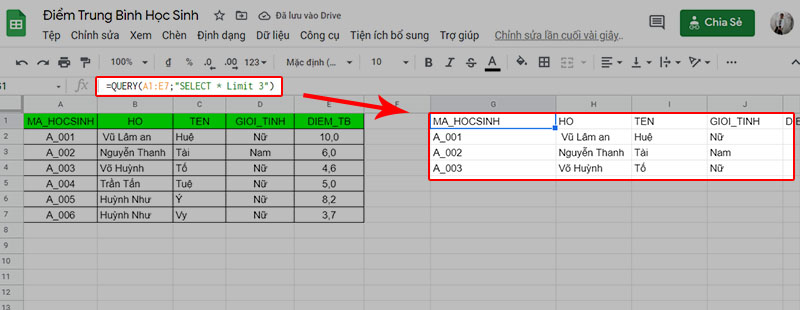 QUERY kết hợp Limit