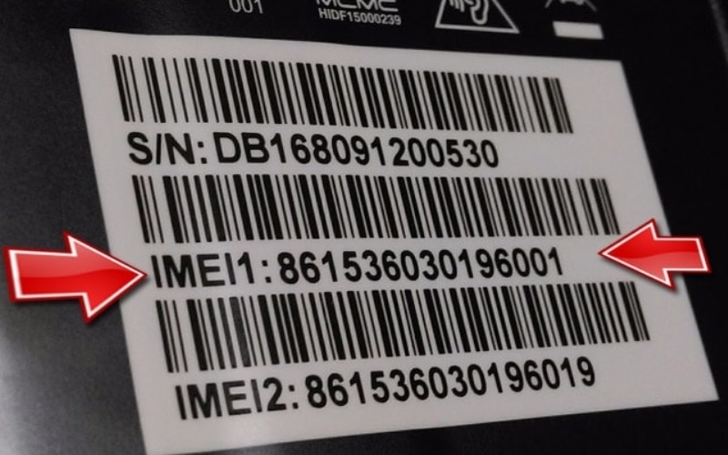 Số IMEI được in trên pin điện thoại