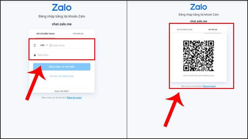 Gõ chat.zalo.me và đăng nhập vào Zalo bằng 1 trong 2 cách