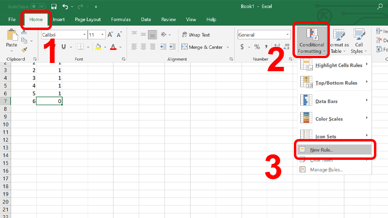 Vào Home chọn Conditional Formatting và nhấn New Rule