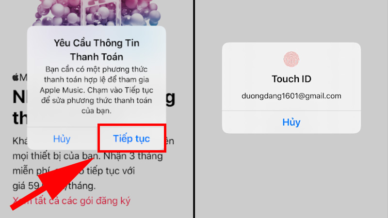 Chấp nhận Yêu cầu thông tin thanh toán để tham gia Apple Music