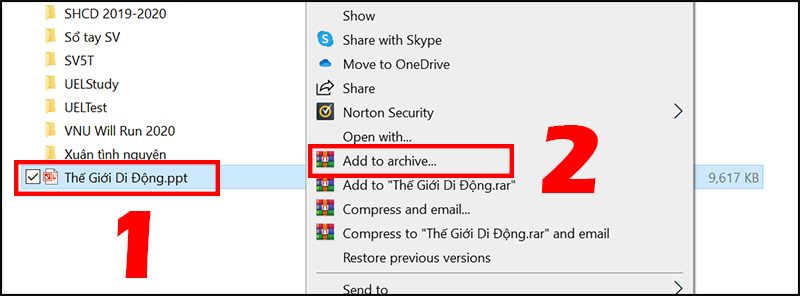 Chọn Add to archive