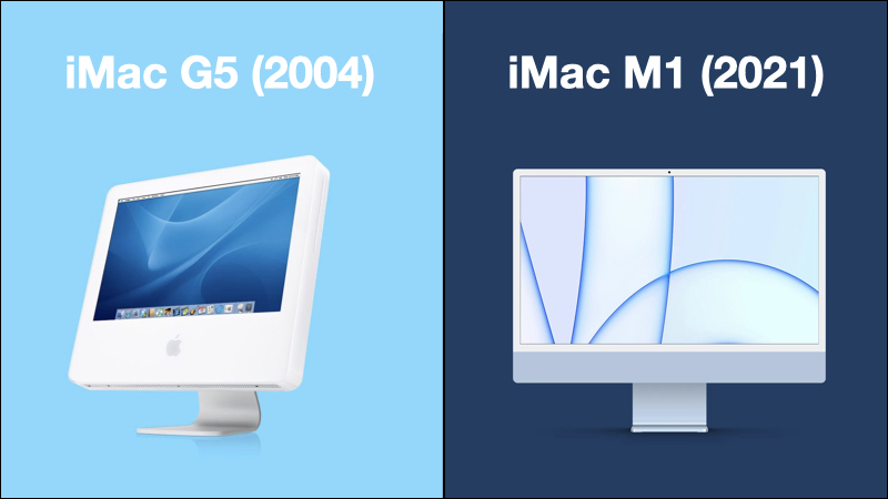 iMac G5 (2004) và iMac 24 inch M1 (2021)