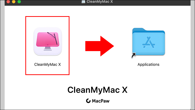 Kéo CleanMyMac vào Applications để khởi chạy phần mềm 