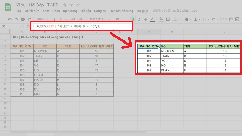 Câu lệnh Query truy vấn