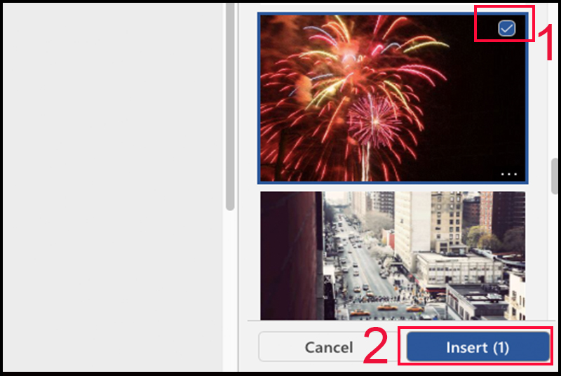 Chọn ảnh GIF muốn chèn và chọn Insert