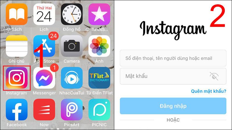 Tiến hành đăng nhập vào tài khoản Instagram