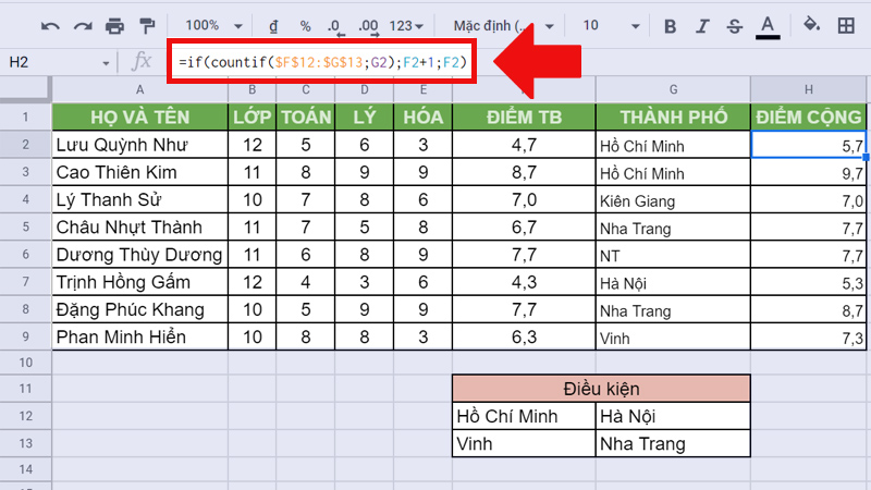 Kết hợp với hàm COUNTIF