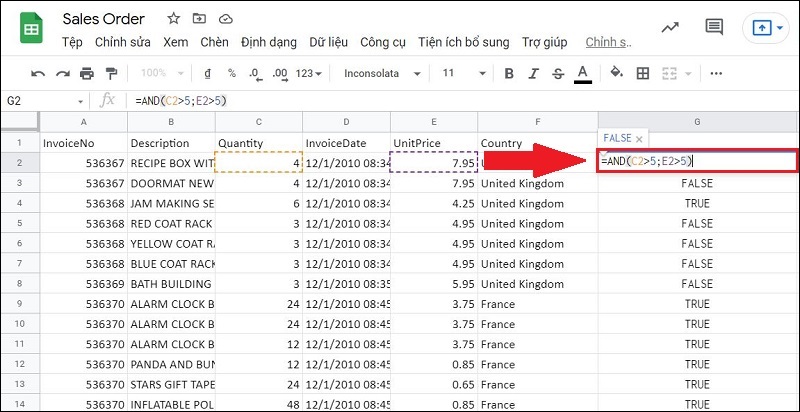 Ví dụ câu lệnh sử dụng AND