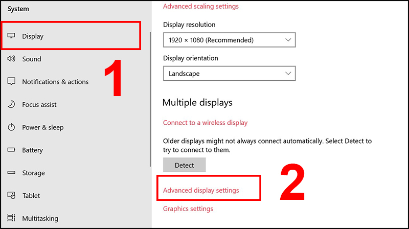 Chọn Advanced display settings